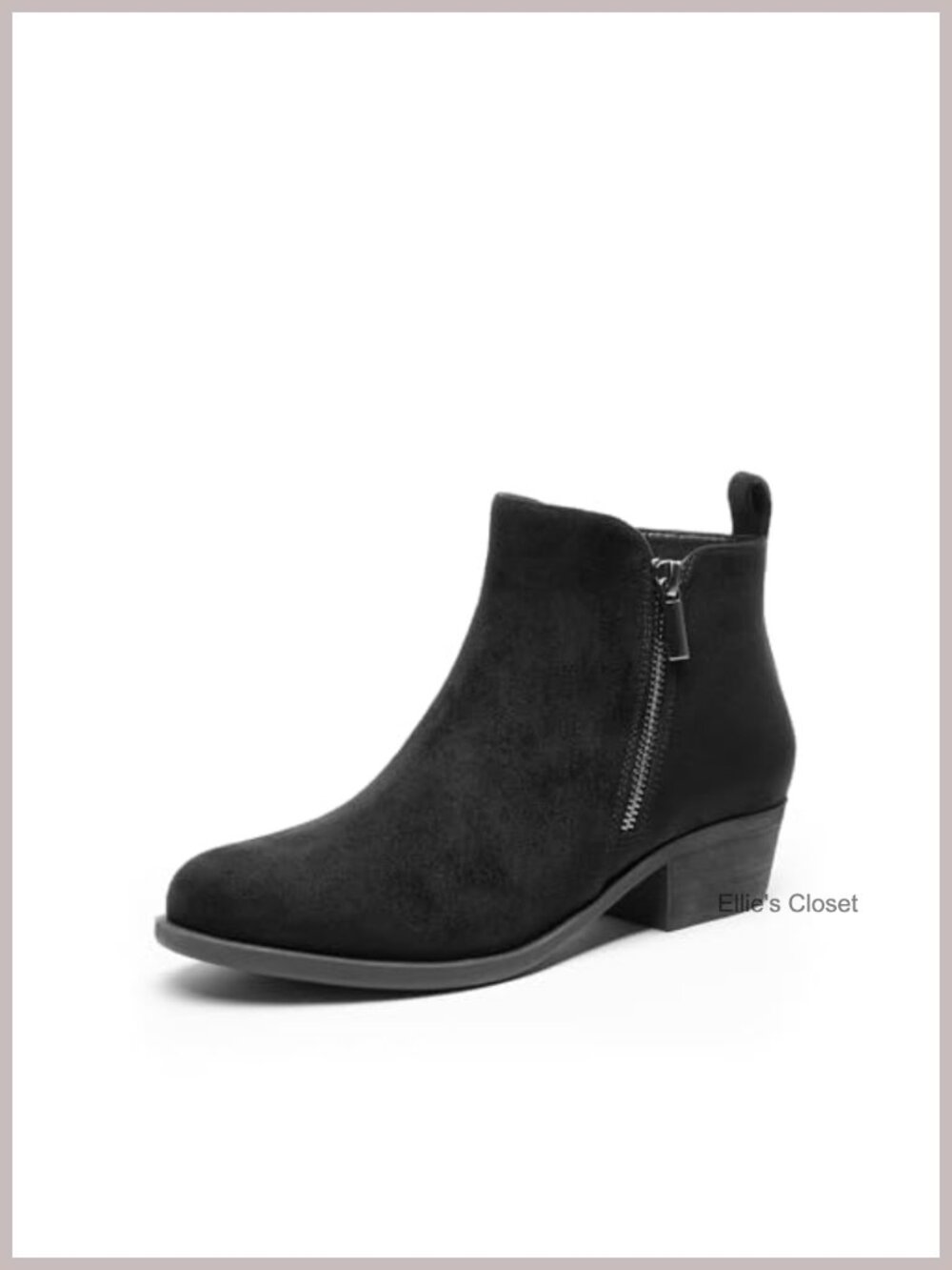 Women's Low Chunky Heel Ankle Boots Faux Suede Pull-On Booties
